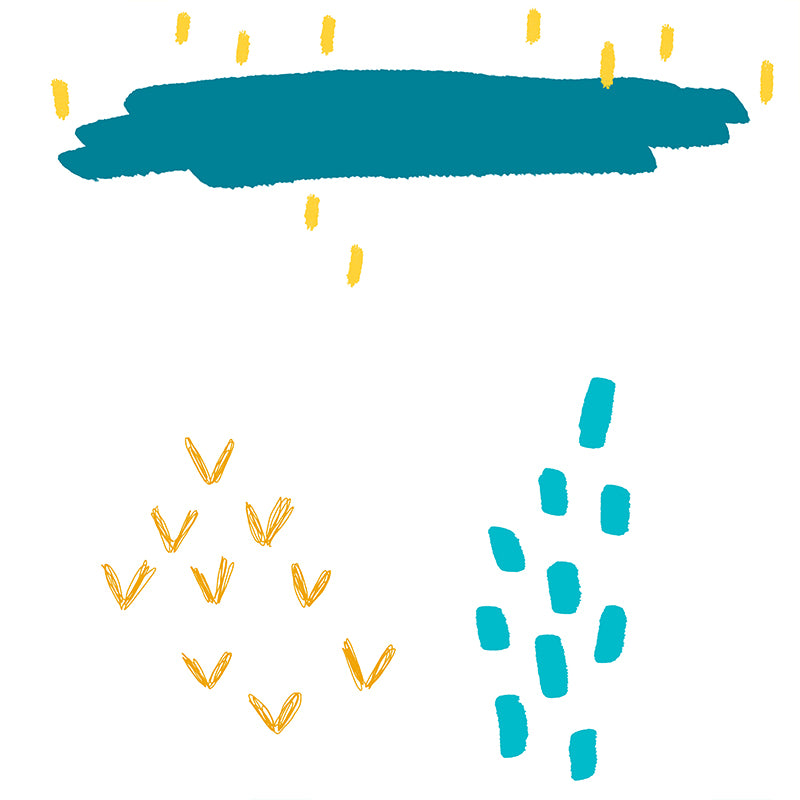 Blue Raining Countryside Painting Mural Stain Resistant Wall Covering for Living Room Clearhalo 'Wall Decor' 'Wall Mural' 1469290