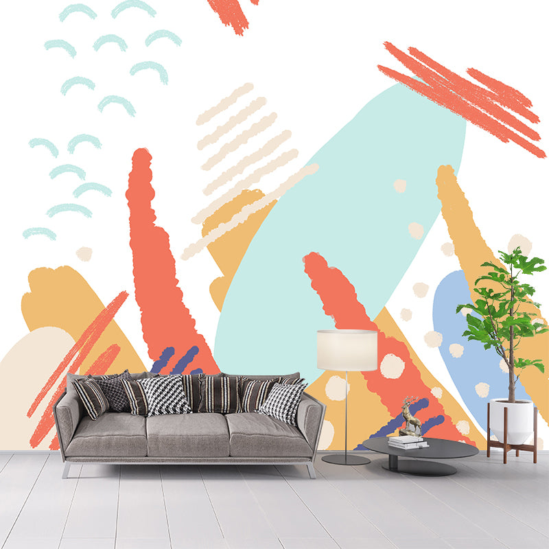 Kids Mountain Scribbles Mural Wallpaper Orange Bedroom Wall Decor, Custom Printed Orange Clearhalo 'Wall Decor' 'Wall Mural' 1469292
