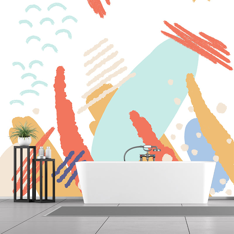 Kids Mountain Scribbles Mural Wallpaper Orange Bedroom Wall Decor, Custom Printed Clearhalo 'Wall Decor' 'Wall Mural' 1469293