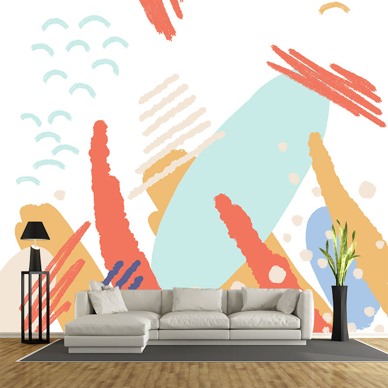 Kids Mountain Scribbles Mural Wallpaper Orange Bedroom Wall Decor, Custom Printed Clearhalo 'Wall Decor' 'Wall Mural' 1469294