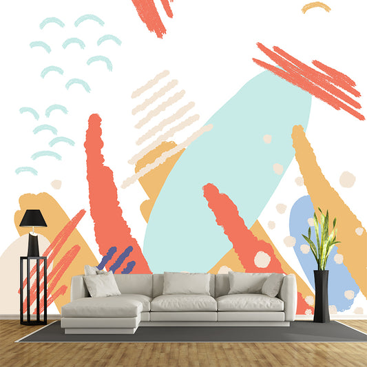 Kids Mountain Scribbles Mural Wallpaper Orange Bedroom Wall Decor, Custom Printed Clearhalo 'Wall Decor' 'Wall Mural' 1469294