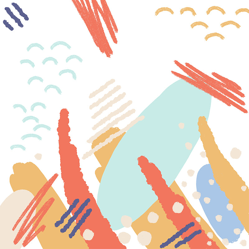 Kids Mountain Scribbles Mural Wallpaper Orange Bedroom Wall Decor, Custom Printed Clearhalo 'Wall Decor' 'Wall Mural' 1469295