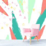 Geometry Cone and Triangle Mural Childrens Art Non-Woven Cloth Wall Covering in Green Clearhalo 'Wall Decor' 'Wall Mural' 1469299