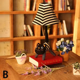 Fabric Animal Desk Light Child Bedroom Single Light Lovely Table Light with Tapered Shade Black Clearhalo 'Lamps' 'Table Lamps' Lighting' 14692