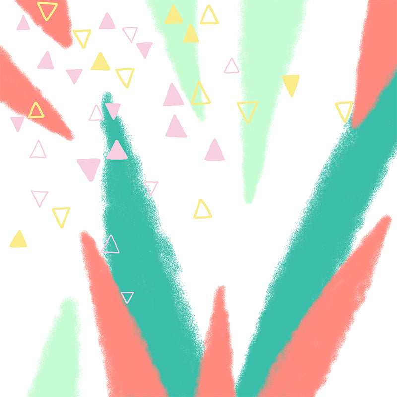 Geometry Cone and Triangle Mural Childrens Art Non-Woven Cloth Wall Covering in Green Clearhalo 'Wall Decor' 'Wall Mural' 1469300