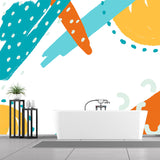 Novelty Sun Drawing Wallpaper Mural for Kids Room Personalized Wall Art in Orange-Blue Clearhalo 'Wall Decor' 'Wall Mural' 1469304