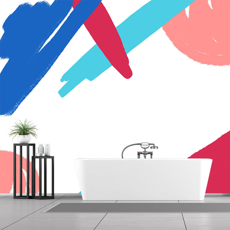 Kids Painting Abstract Mural Decal Red-Blue Moisture Resistant Wall Decor for Nursery Red Clearhalo 'Wall Decor' 'Wall Mural' 1469307