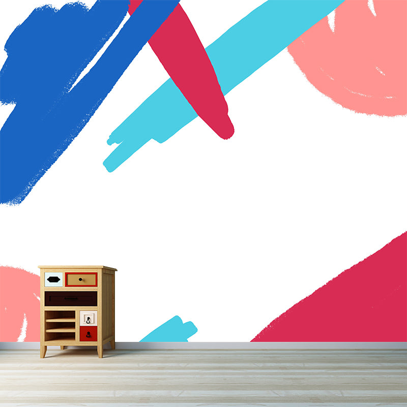 Kids Painting Abstract Mural Decal Red-Blue Moisture Resistant Wall Decor for Nursery Clearhalo 'Wall Decor' 'Wall Mural' 1469308