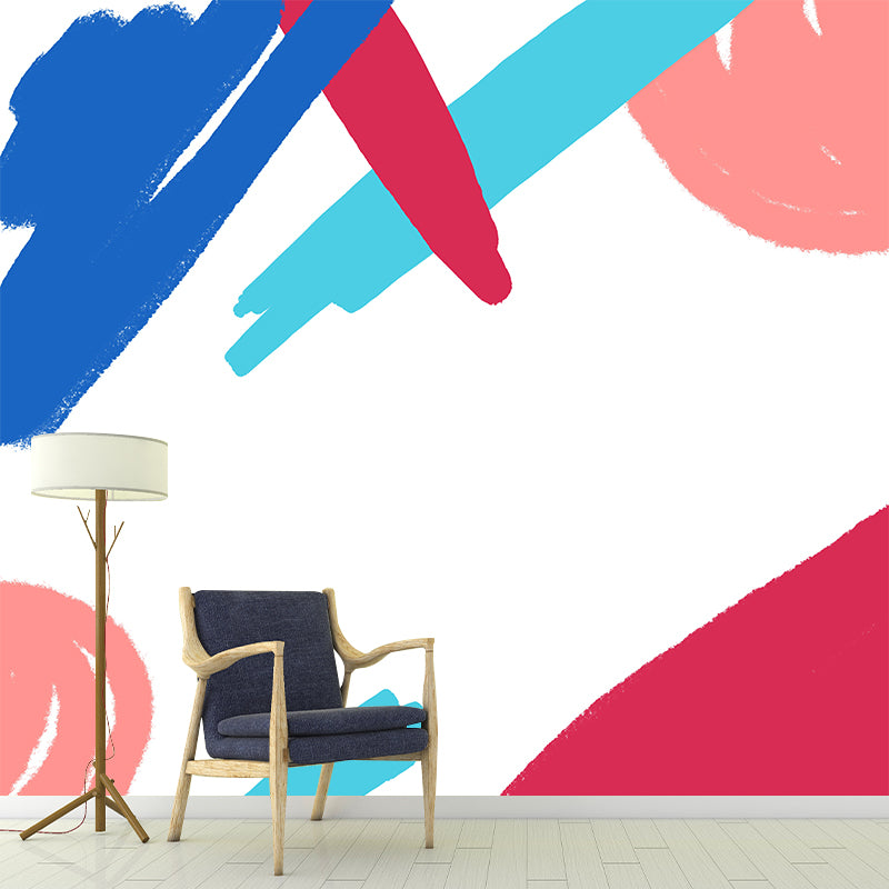 Kids Painting Abstract Mural Decal Red-Blue Moisture Resistant Wall Decor for Nursery Clearhalo 'Wall Decor' 'Wall Mural' 1469309