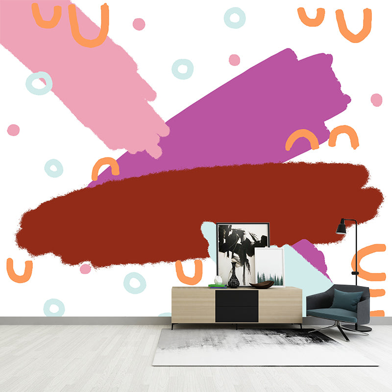 Illustration Brushstroke Mural Wallpaper Large Wall Covering for Kids Bedroom, Custom Made Clearhalo 'Wall Decor' 'Wall Mural' 1469314