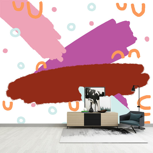 Illustration Brushstroke Mural Wallpaper Large Wall Covering for Kids Bedroom, Custom Made Clearhalo 'Wall Decor' 'Wall Mural' 1469314