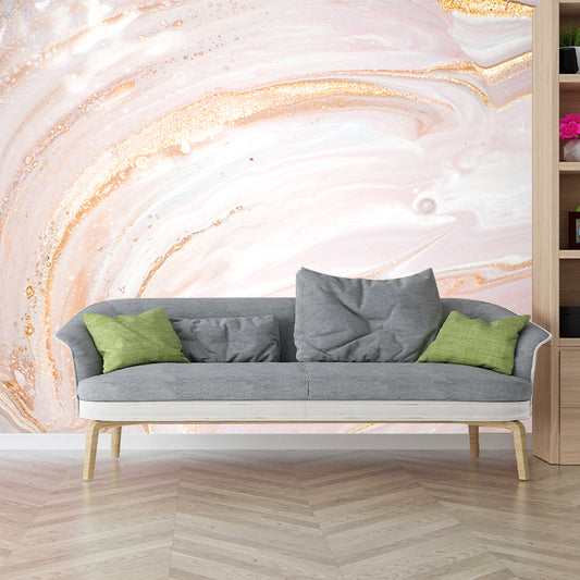 Huge Curls Printed Wall Mural Decal Modern Beautiful Abstract Wall Art in Pink-Gold Clearhalo 'Wall Decor' 'Wall Mural' 1469328