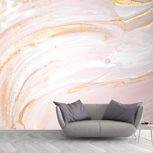Huge Curls Printed Wall Mural Decal Modern Beautiful Abstract Wall Art in Pink-Gold Clearhalo 'Wall Decor' 'Wall Mural' 1469329
