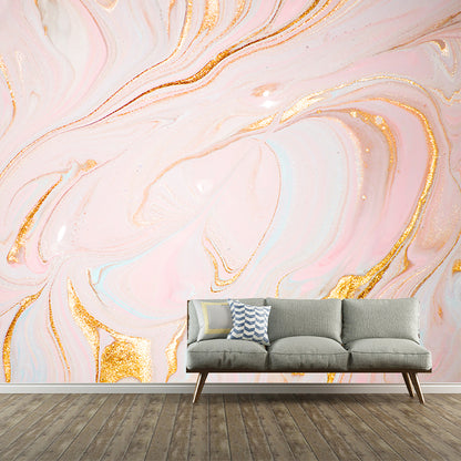 Non-Woven Large Pink Mural Modernist Wave Print Wall Decoration, Customized Size Pink Clearhalo 'Wall Decor' 'Wall Mural' 1469332