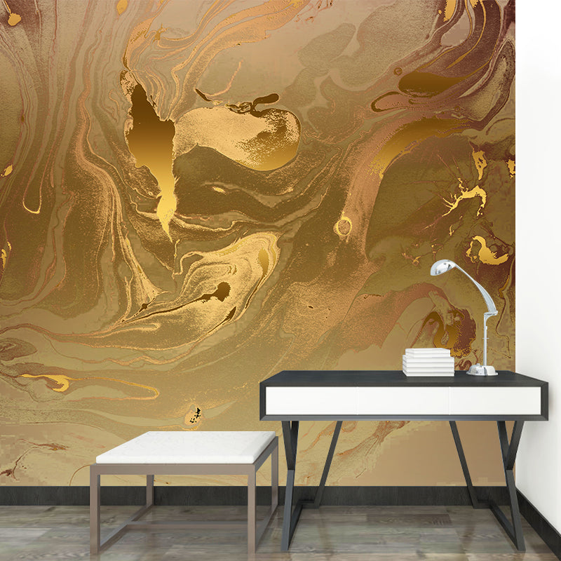 Illustration Wavy Effect Wall Mural Decal for Bedroom, Yellow, Custom Size Available Yellow Clearhalo 'Wall Decor' 'Wall Mural' 1469347