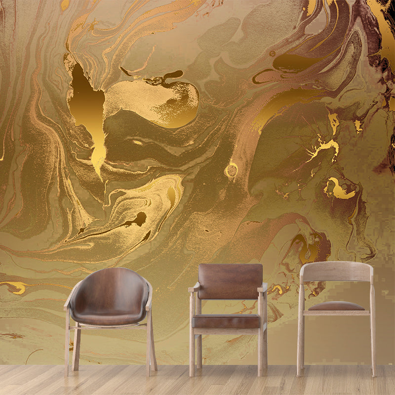 Illustration Wavy Effect Wall Mural Decal for Bedroom, Yellow, Custom Size Available Clearhalo 'Wall Decor' 'Wall Mural' 1469348