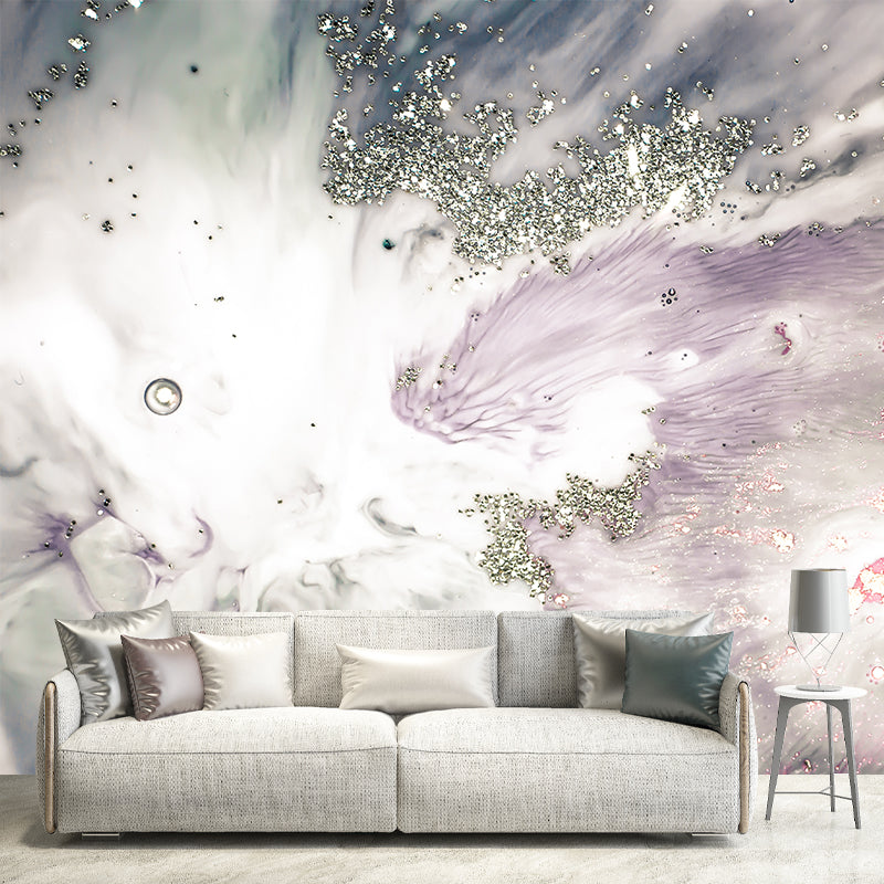 Modernist Abstract Wallpaper Mural Purple Living Room Wall Decor, Made to Measure Purple Clearhalo 'Wall Decor' 'Wall Mural' 1469352