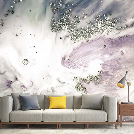 Modernist Abstract Wallpaper Mural Purple Living Room Wall Decor, Made to Measure Clearhalo 'Wall Decor' 'Wall Mural' 1469353