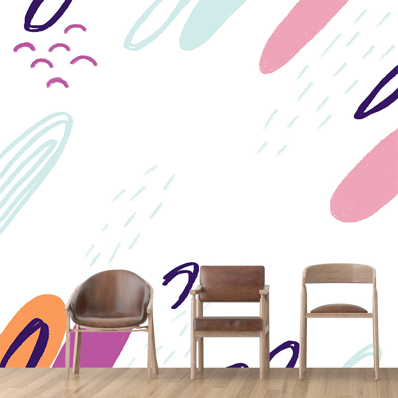 Childrens Art Landscape Wall Mural for Baby Room Custom Wall Covering in Pink-Green Pink Clearhalo 'Wall Decor' 'Wall Mural' 1469380