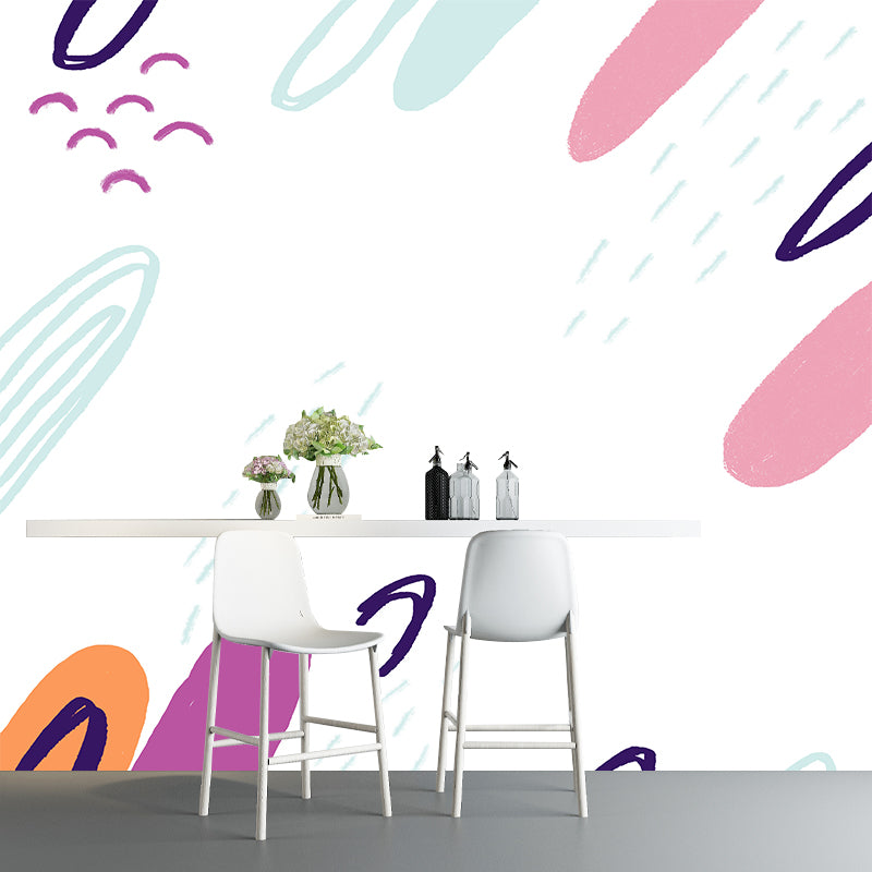 Childrens Art Landscape Wall Mural for Baby Room Custom Wall Covering in Pink-Green Clearhalo 'Wall Decor' 'Wall Mural' 1469381