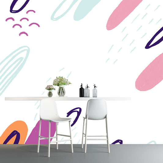 Childrens Art Landscape Wall Mural for Baby Room Custom Wall Covering in Pink-Green Clearhalo 'Wall Decor' 'Wall Mural' 1469381