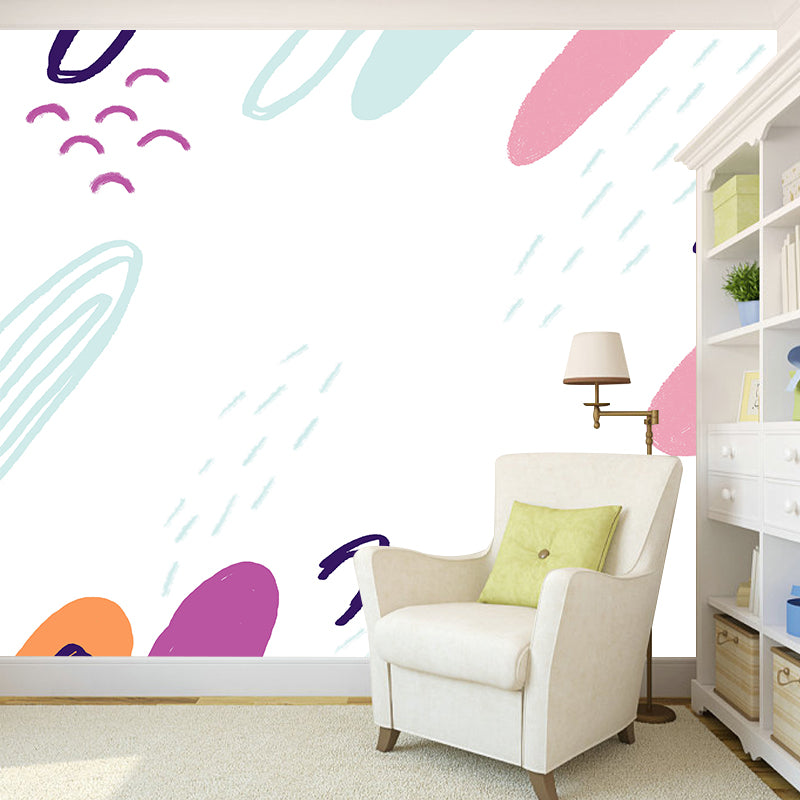 Childrens Art Landscape Wall Mural for Baby Room Custom Wall Covering in Pink-Green Clearhalo 'Wall Decor' 'Wall Mural' 1469382