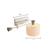 Fabric Drum Shade Wall Mount Light Industrial Loft 1 Light Bedroom Adjustable Sconce Lighting in White Clearhalo 'Industrial wall lights' 'Industrial' 'Middle century wall lights' 'Rustic wall lights' 'Tiffany' 'Wall Lamps & Sconces' 'Wall Lights' Lighting' 146977