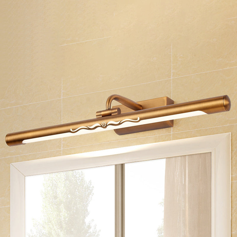 Vintage Linear Wall Mounted Light with Straight Arm Metal 18"/22.5" Wide LED Bedroom Vanity Lighting in Bronze Clearhalo 'Cast Iron' 'Glass' 'Industrial' 'Modern wall lights' 'Modern' 'Tiffany' 'Traditional wall lights' 'Vanity Lights' 'Wall Lights' Lighting' 147034