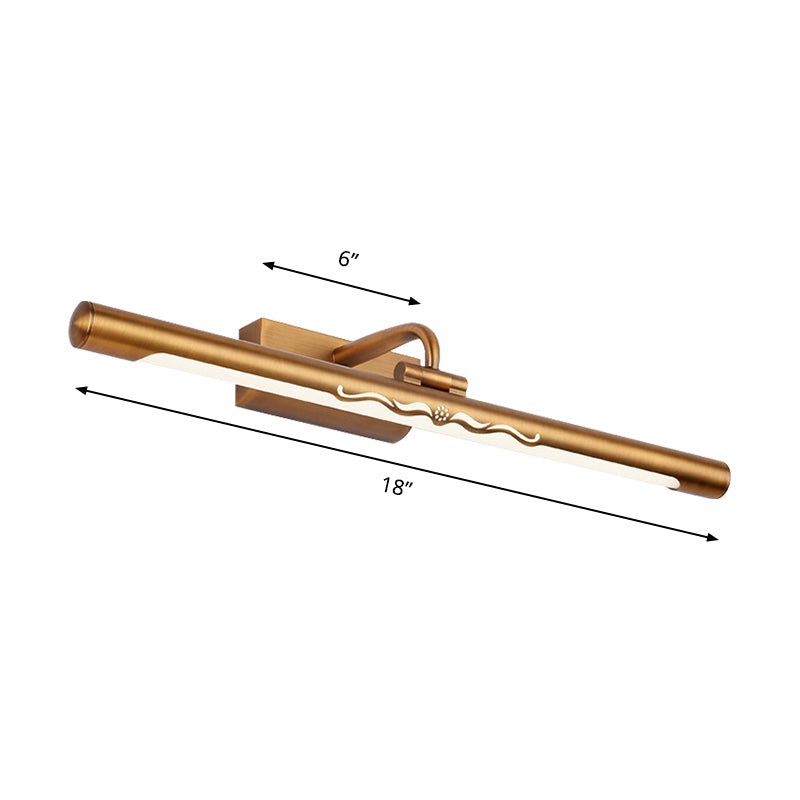 Vintage Linear Wall Mounted Light with Straight Arm Metal 18"/22.5" Wide LED Bedroom Vanity Lighting in Bronze Clearhalo 'Cast Iron' 'Glass' 'Industrial' 'Modern wall lights' 'Modern' 'Tiffany' 'Traditional wall lights' 'Vanity Lights' 'Wall Lights' Lighting' 147036