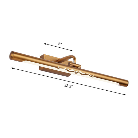 Vintage Linear Wall Mounted Light with Straight Arm Metal 18"/22.5" Wide LED Bedroom Vanity Lighting in Bronze Clearhalo 'Cast Iron' 'Glass' 'Industrial' 'Modern wall lights' 'Modern' 'Tiffany' 'Traditional wall lights' 'Vanity Lights' 'Wall Lights' Lighting' 147037