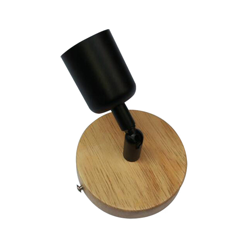 Minimalist Mini Wall Fixture Light with Cup Shaped 1 Light Wood and Metal Wall Lamp in Black Clearhalo 'Industrial wall lights' 'Industrial' 'Middle century wall lights' 'Rustic wall lights' 'Tiffany' 'Wall Lamps & Sconces' 'Wall Lights' Lighting' 147090