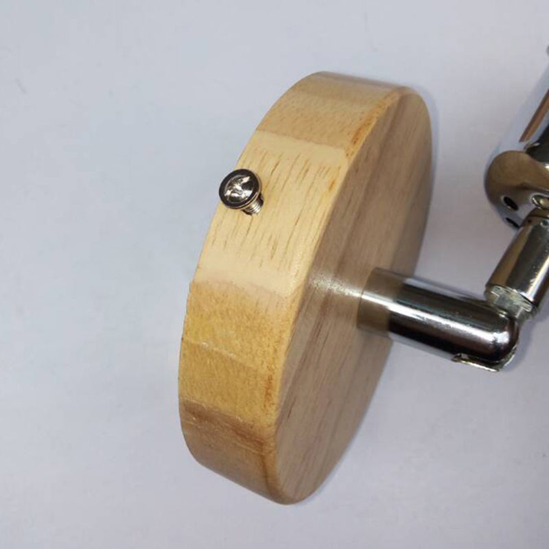 Cup Shaped Metal Wall Lamp Lodge 1 Light Living Room Wall Mount Fixture with Circular Wooden Backplate in Silver/Gold Clearhalo 'Industrial wall lights' 'Industrial' 'Middle century wall lights' 'Rustic wall lights' 'Tiffany' 'Wall Lamps & Sconces' 'Wall Lights' Lighting' 147116