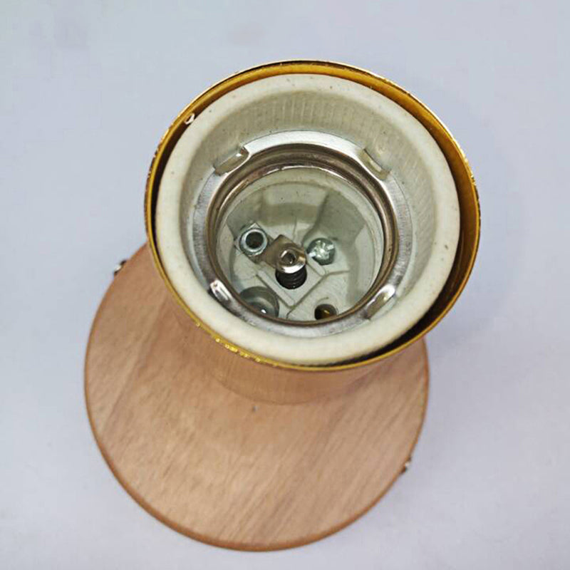 Cup Shaped Metal Wall Lamp Lodge 1 Light Living Room Wall Mount Fixture with Circular Wooden Backplate in Silver/Gold Clearhalo 'Industrial wall lights' 'Industrial' 'Middle century wall lights' 'Rustic wall lights' 'Tiffany' 'Wall Lamps & Sconces' 'Wall Lights' Lighting' 147119