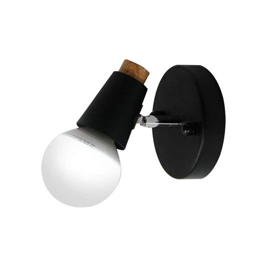 Metal Cup Shaped Sconce Light with Bare Bulb Industrial 1 Light Bathroom Wall Lamp in Black Clearhalo 'Art deco wall lights' 'Cast Iron' 'Glass' 'Industrial wall lights' 'Industrial' 'Middle century wall lights' 'Modern' 'Rustic wall lights' 'Tiffany' 'Traditional wall lights' 'Wall Lamps & Sconces' 'Wall Lights' Lighting' 147168