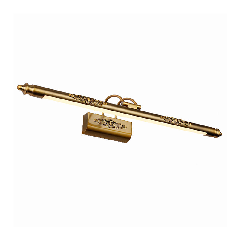 Bronze Carved Vanity Lighting Fixture Vintage Style 19.5"/27.5" Dia LED Metallic Wall Sconce Lamp in Warm/White Light Clearhalo 'Cast Iron' 'Glass' 'Industrial' 'Modern wall lights' 'Modern' 'Tiffany' 'Traditional wall lights' 'Vanity Lights' 'Wall Lights' Lighting' 147220