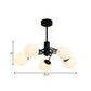 Global Bedroom Chandelier Lighting Fixture Modern White Glass 5-Bulb Black Pendant Light Clearhalo 'Ceiling Lights' 'Chandeliers' Lighting' options 1472658