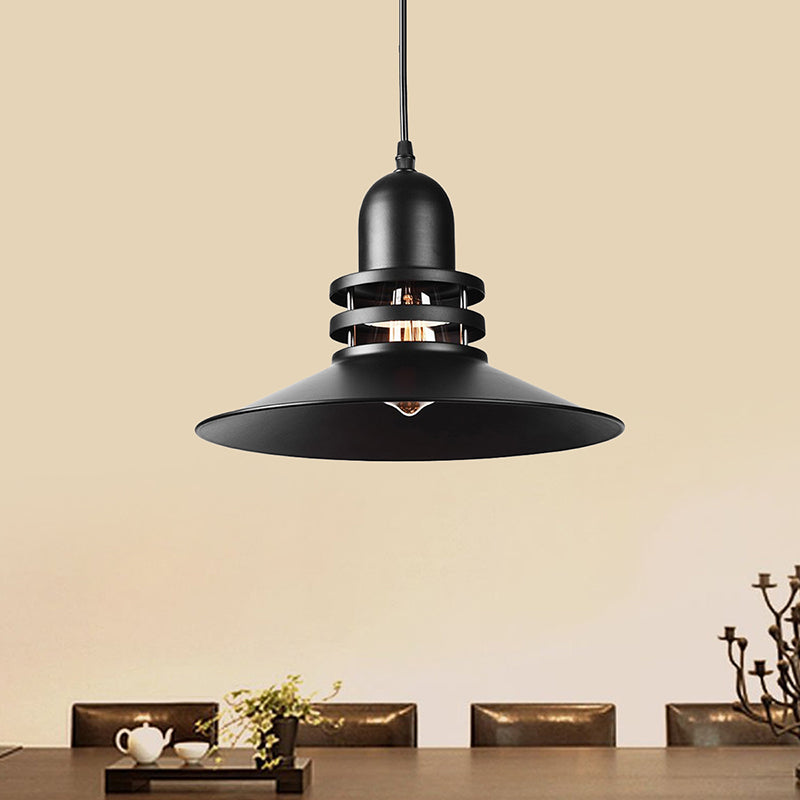 Saucer Dining Table Pendant Lamp Industrial Iron 1-Bulb Black Suspension Lighting with Cutout Design Clearhalo 'Art Deco Pendants' 'Black' 'Cast Iron' 'Ceiling Lights' 'Ceramic' 'Crystal' 'Industrial Pendants' 'Industrial' 'Metal' 'Middle Century Pendants' 'Pendant Lights' 'Pendants' 'Rustic Pendants' 'Tiffany' Lighting' 1472674