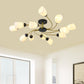 Iron Black/Gold Ceiling Fixture Spiral 9/12-Head Traditional Semi Flush Mount Light with Tapered White Glass Shade Clearhalo 'Ceiling Lights' 'Close To Ceiling Lights' 'Close to ceiling' 'Semi-flushmount' Lighting' 1472736