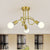 Colonial Sputnik Ceiling Flush Mount 3/4/5-Light Metal Semi Flush in Gold with Orb Opal Glass Shade 3 Gold Clearhalo 'Ceiling Lights' 'Close To Ceiling Lights' 'Close to ceiling' 'Semi-flushmount' Lighting' 1472778