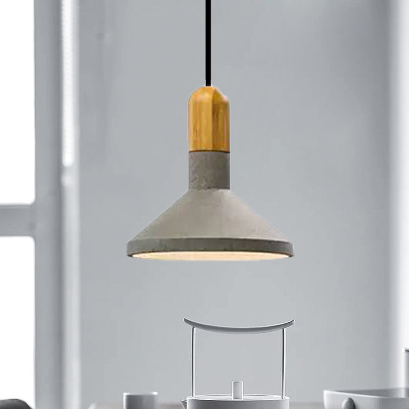 Cement Red/Black/Wood Hanging Lamp Pot-Lid 1 Light Loft Style Pendant Ceiling Light over Dining Table Clearhalo 'Ceiling Lights' 'Modern Pendants' 'Modern' 'Pendant Lights' 'Pendants' Lighting' 1472817