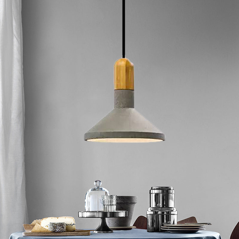 Cement Red/Black/Wood Hanging Lamp Pot-Lid 1 Light Loft Style Pendant Ceiling Light over Dining Table Clearhalo 'Ceiling Lights' 'Modern Pendants' 'Modern' 'Pendant Lights' 'Pendants' Lighting' 1472819