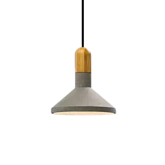 Cement Red/Black/Wood Hanging Lamp Pot-Lid 1 Light Loft Style Pendant Ceiling Light over Dining Table Clearhalo 'Ceiling Lights' 'Modern Pendants' 'Modern' 'Pendant Lights' 'Pendants' Lighting' 1472820