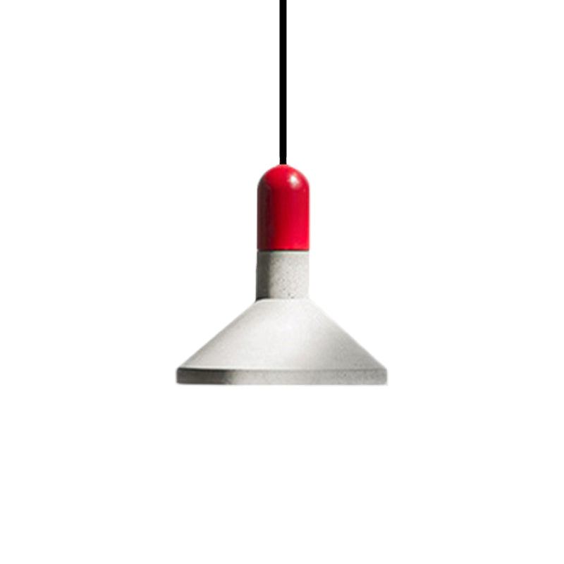 Cement Red/Black/Wood Hanging Lamp Pot-Lid 1 Light Loft Style Pendant Ceiling Light over Dining Table Clearhalo 'Ceiling Lights' 'Modern Pendants' 'Modern' 'Pendant Lights' 'Pendants' Lighting' 1472825