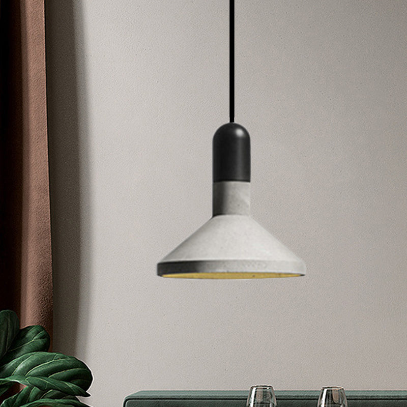 Cement Red/Black/Wood Hanging Lamp Pot-Lid 1 Light Loft Style Pendant Ceiling Light over Dining Table Black Clearhalo 'Ceiling Lights' 'Modern Pendants' 'Modern' 'Pendant Lights' 'Pendants' Lighting' 1472827