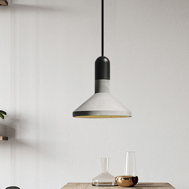 Cement Red/Black/Wood Hanging Lamp Pot-Lid 1 Light Loft Style Pendant Ceiling Light over Dining Table Clearhalo 'Ceiling Lights' 'Modern Pendants' 'Modern' 'Pendant Lights' 'Pendants' Lighting' 1472828