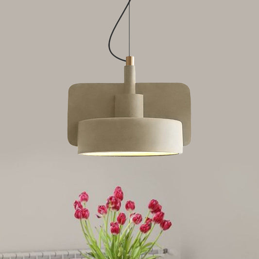 Cement Shallow Bowl Hanging Light Minimalist 1 Bulb Dining Table Suspended Lighting Fixture in Red/Grey/Yellow Clearhalo 'Ceiling Lights' 'Modern Pendants' 'Modern' 'Pendant Lights' 'Pendants' Lighting' 1472845