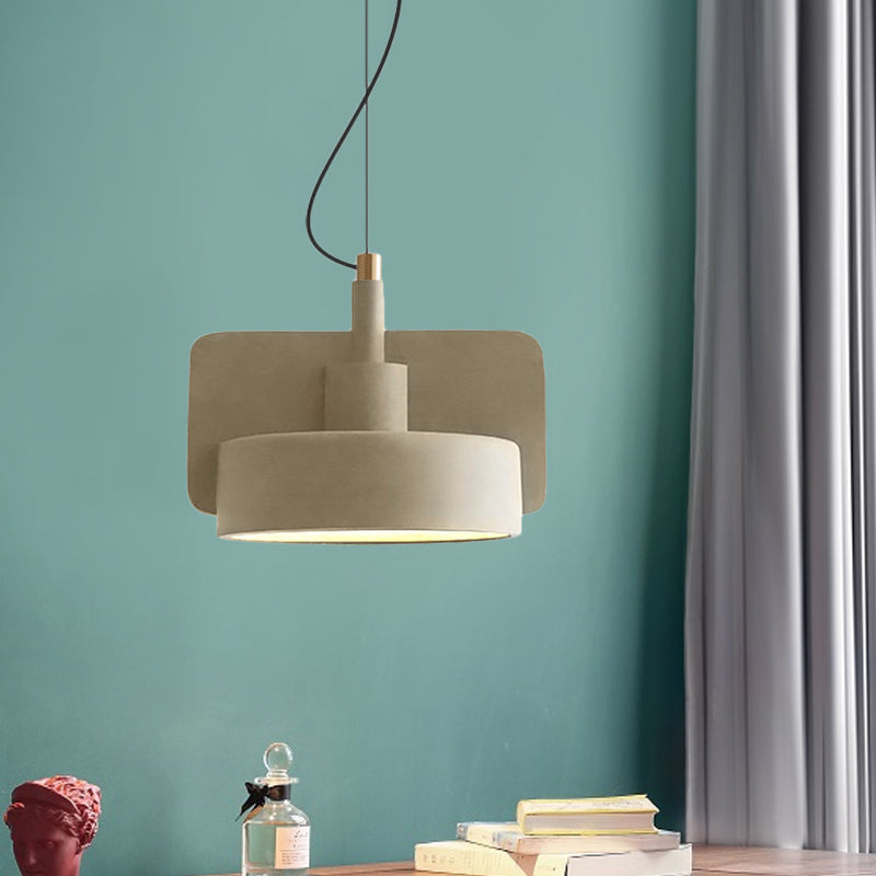 Cement Shallow Bowl Hanging Light Minimalist 1 Bulb Dining Table Suspended Lighting Fixture in Red/Grey/Yellow Yellow Clearhalo 'Ceiling Lights' 'Modern Pendants' 'Modern' 'Pendant Lights' 'Pendants' Lighting' 1472846