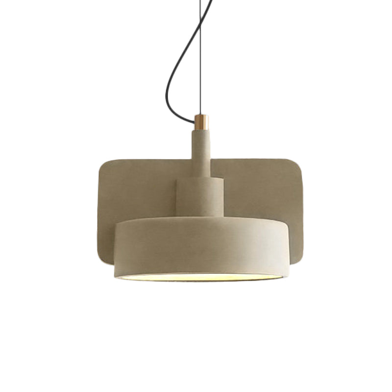 Cement Shallow Bowl Hanging Light Minimalist 1 Bulb Dining Table Suspended Lighting Fixture in Red/Grey/Yellow Clearhalo 'Ceiling Lights' 'Modern Pendants' 'Modern' 'Pendant Lights' 'Pendants' Lighting' 1472848