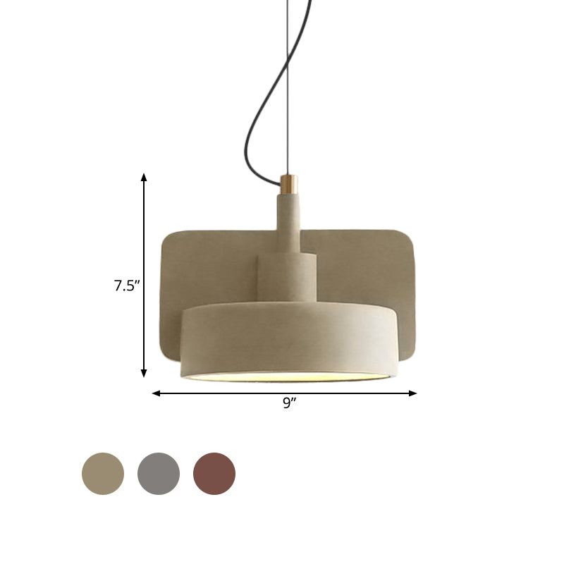 Cement Shallow Bowl Hanging Light Minimalist 1 Bulb Dining Table Suspended Lighting Fixture in Red/Grey/Yellow Clearhalo 'Ceiling Lights' 'Modern Pendants' 'Modern' 'Pendant Lights' 'Pendants' Lighting' 1472849