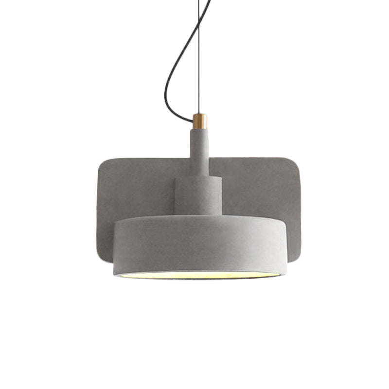 Cement Shallow Bowl Hanging Light Minimalist 1 Bulb Dining Table Suspended Lighting Fixture in Red/Grey/Yellow Clearhalo 'Ceiling Lights' 'Modern Pendants' 'Modern' 'Pendant Lights' 'Pendants' Lighting' 1472853